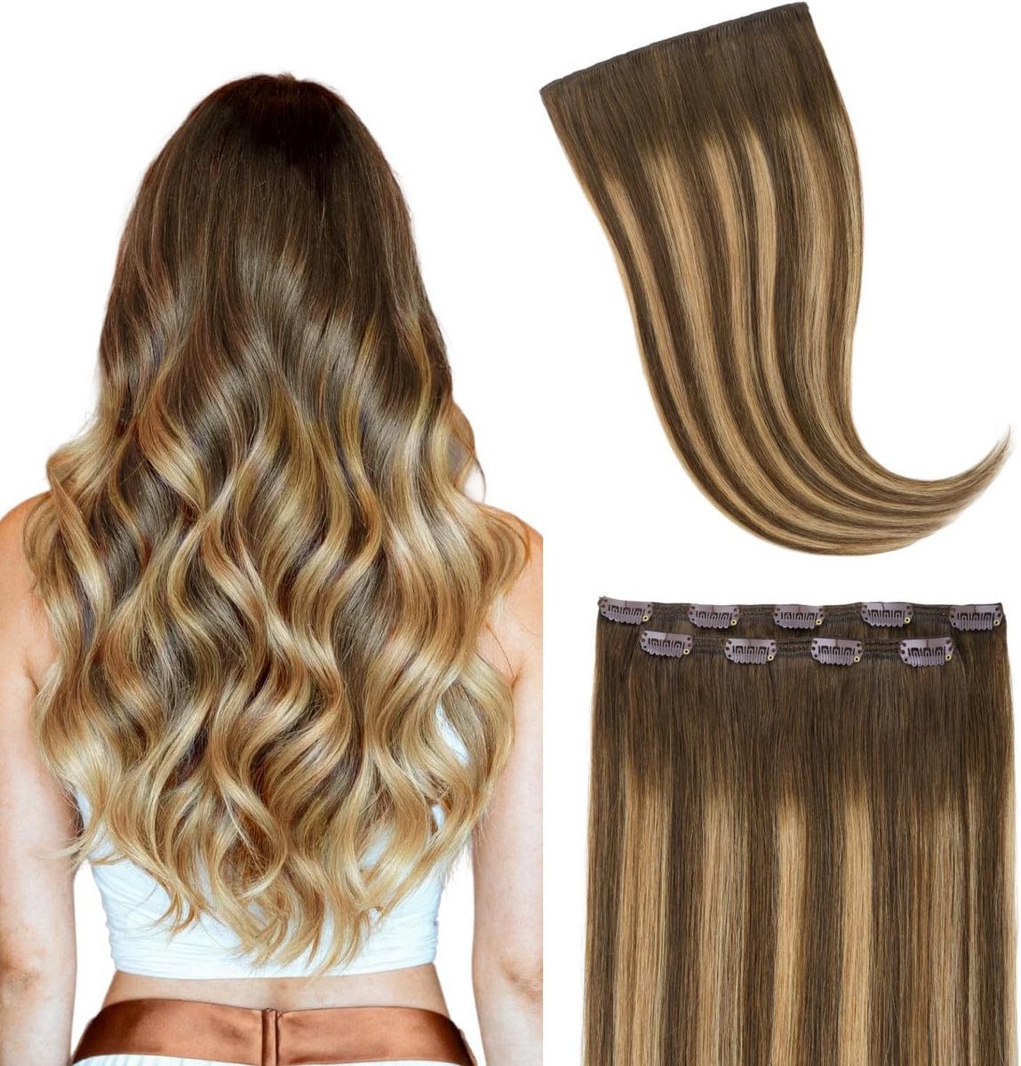 Clip-in Haarverlenging Echt Menselijk Haar 40 cm Volume en Lengte