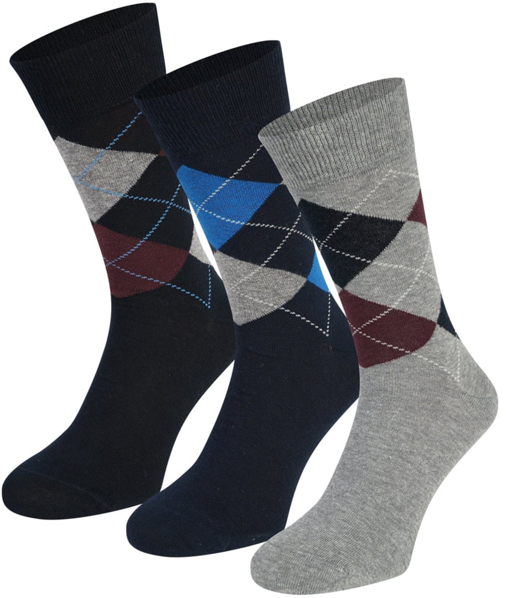 Herensokken met Ruit 3-pack – Bordeaux