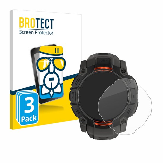 BROTECT - Film de protection d'écran pour Garmin Instinct 3 Solar (45 mm) - Film de protection en verre transparent (3 pièces)