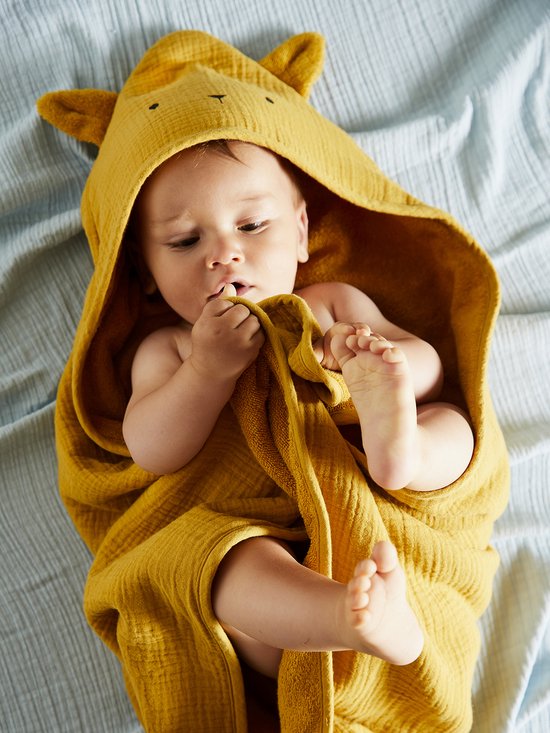 Vertbaudet Cape de bain + gant en gaze de coton bio*,