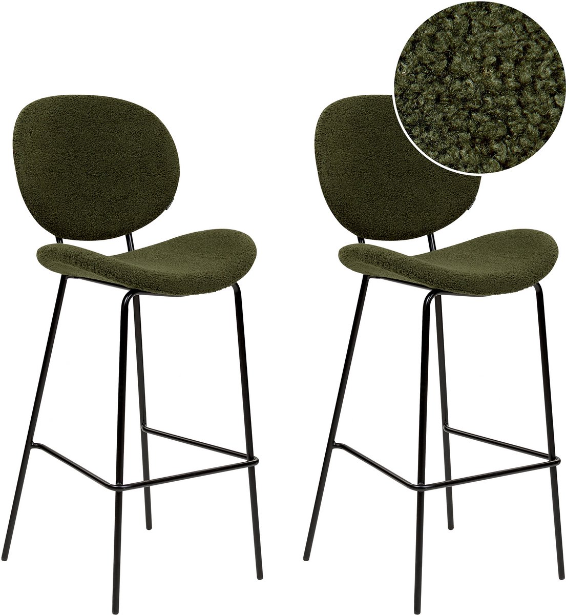 LUANA - Barkruk set van 2 - Donkergroen - Bouclé
