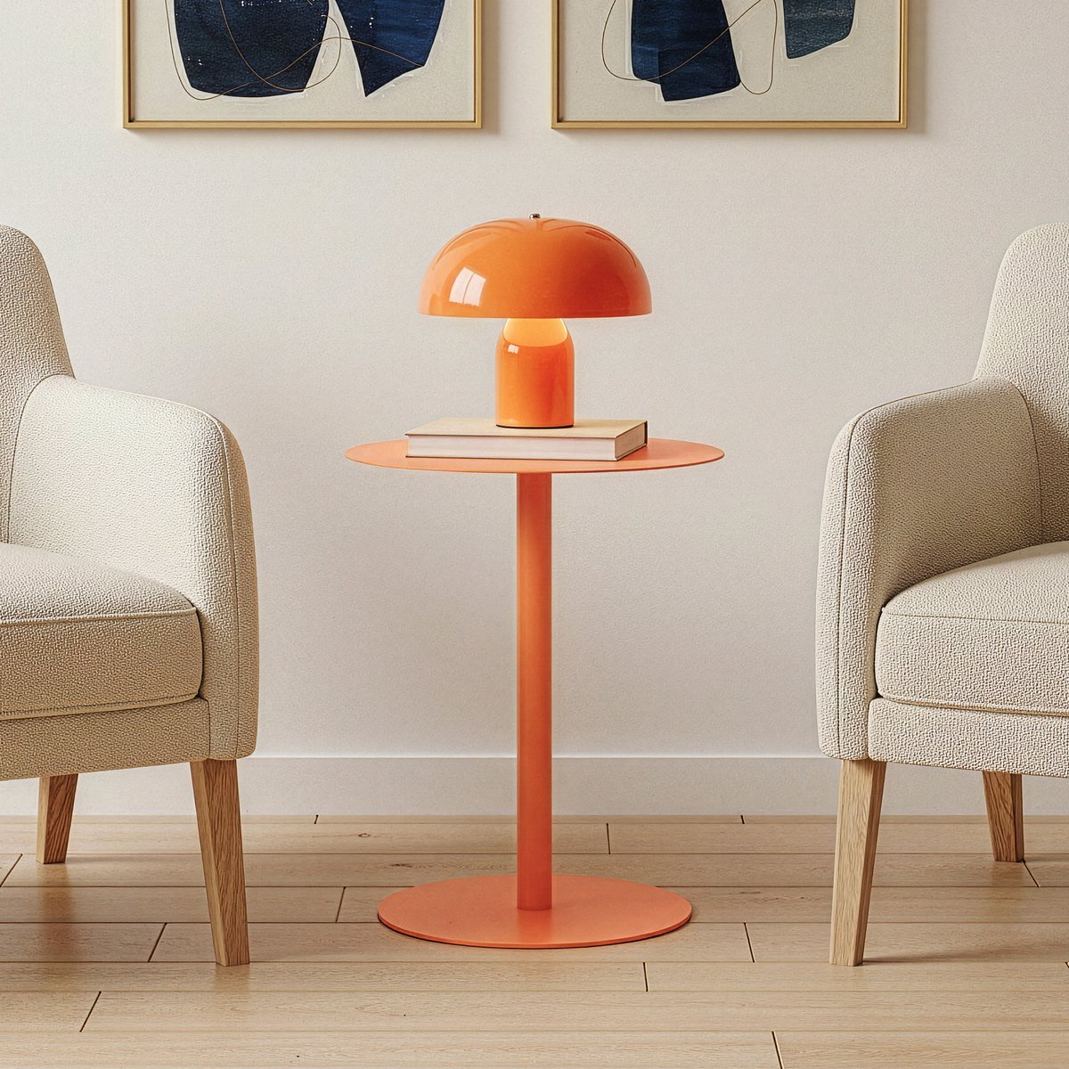 Bijzettafel Nastätten rond 50x40 cm oranje [en.casa]