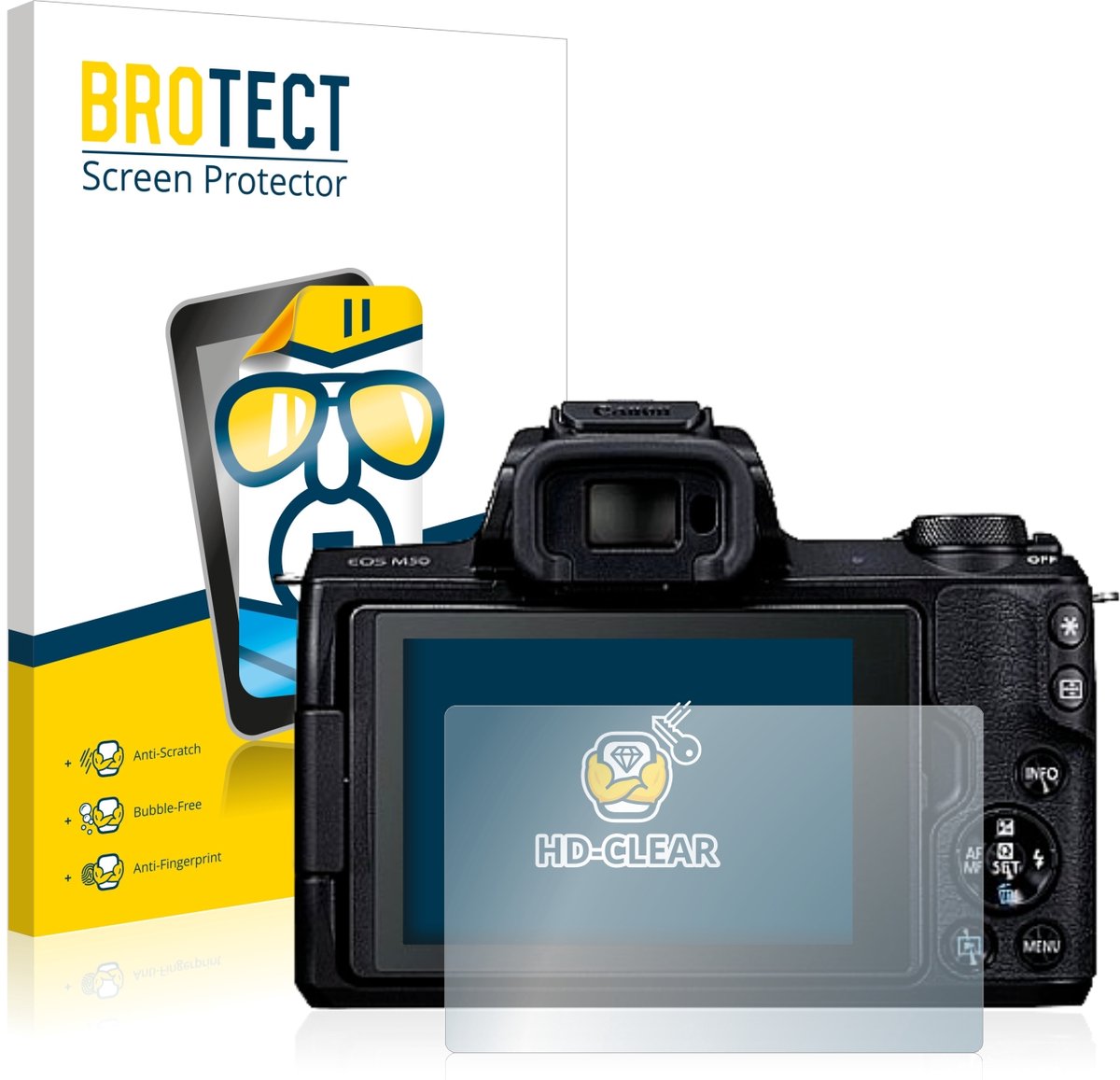 BROTECT - Screenprotector voor Canon EOS M50 - Folie Beschermfolie transparant 2 Stuks
