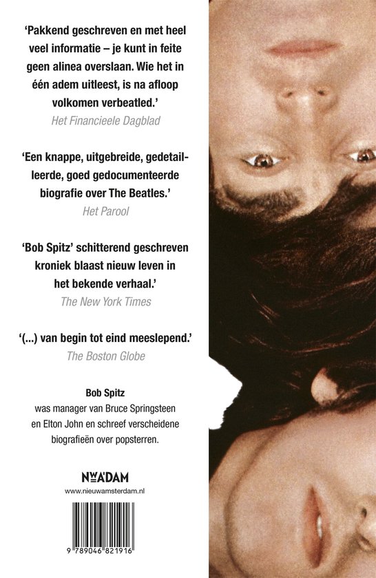 Achterkant boek 'The Beatles De Biografie Bob Spitz' met citaten en ISBN.
