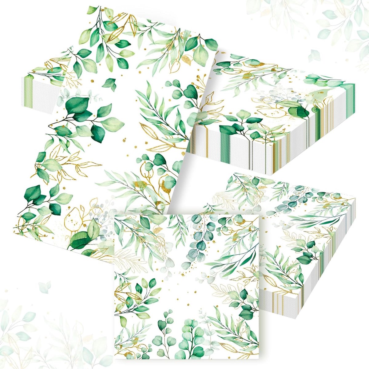 40 Saliegroene Servetten met Patroon voor Feestdecoratie