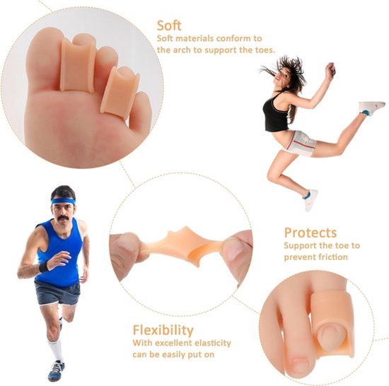 Hamerteen-corrector, 6-delige set met gel-teenbandjes - Hamerteen-steunkussentjes - Unisex-teenkussentjes - Gebogen teenklemmen - 2 maten: M/S - Onmisbaar. van Merkloos — afbeelding 3