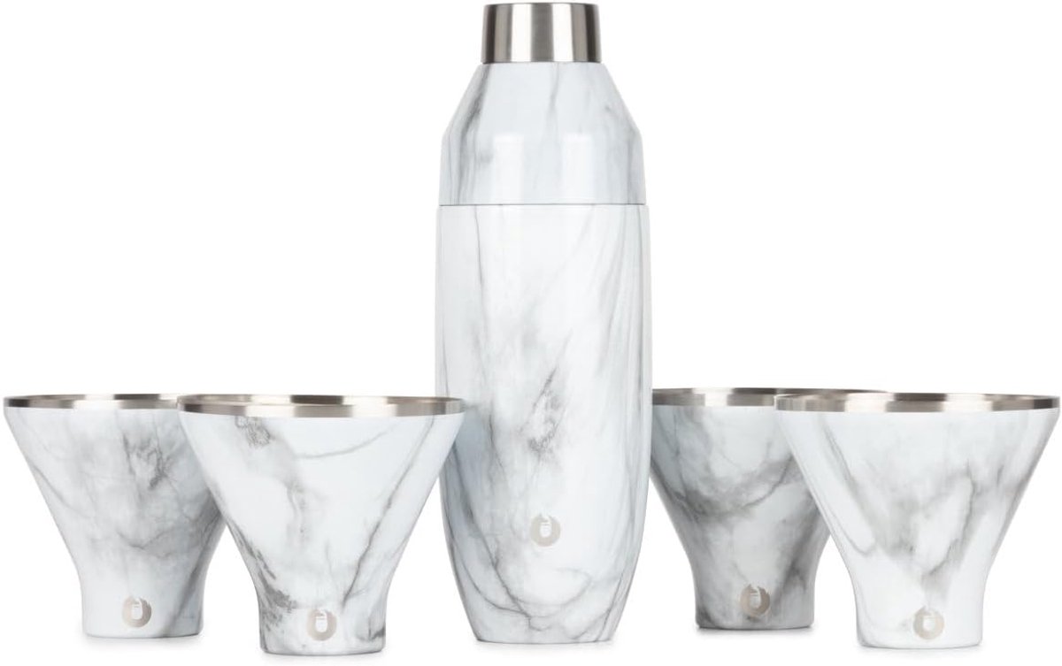 Vacuüm Geïsoleerde Cocktail Shaker Set met 4 Martini Glazen Roestvrij Staal