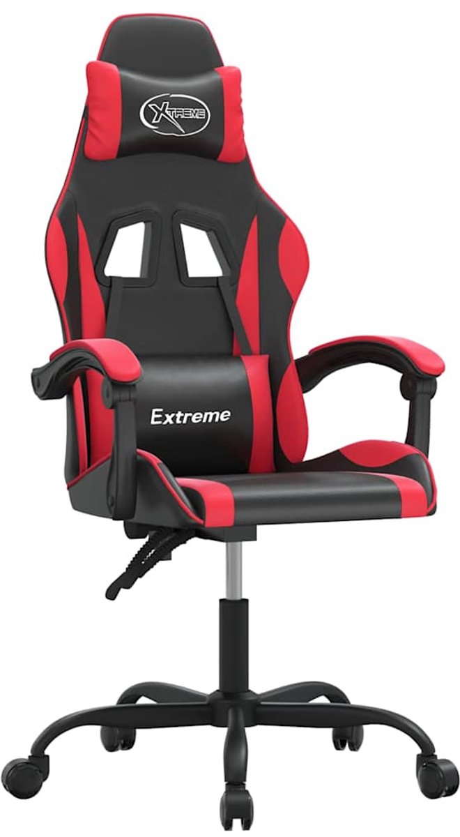 vidaXL Gamestoel - draaibaar - kunstleer - zwart - en - rood zwart en rood