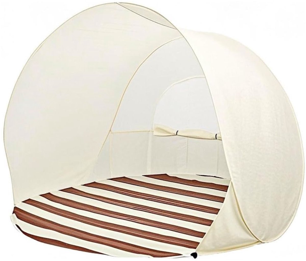 CLVP® Strandtent UV Bescherming - Strandtent Baby Pop Up – Strandtentje Extra Licht – Strandschelp – Strand Tent – Beige en Bruin