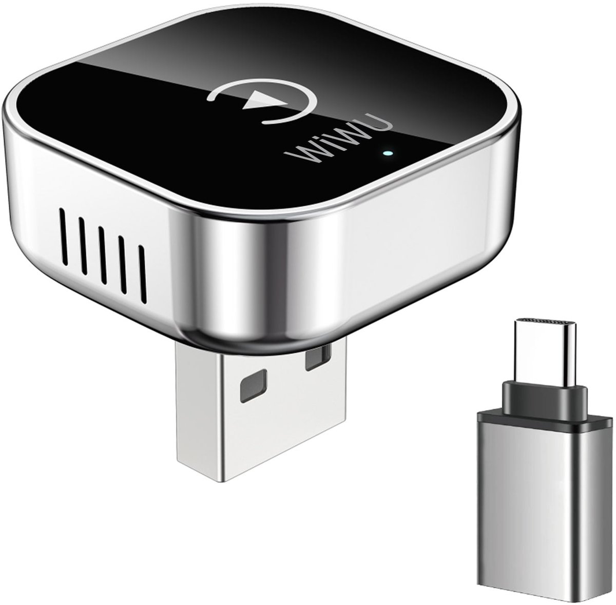 WiWU Wireless CarPlay Adapter - Maak van Bedrade CarPlay Draadloos - Geschikt voor iPhone - Zilver