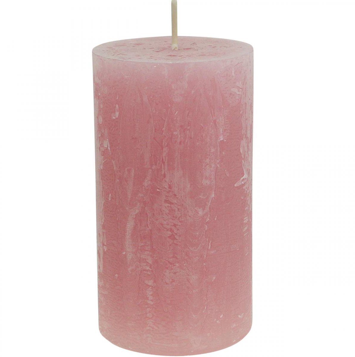 Zelfdovende effen rustieke kaarsen, roze, 60×110 mm, set van 4, 4 Stüc