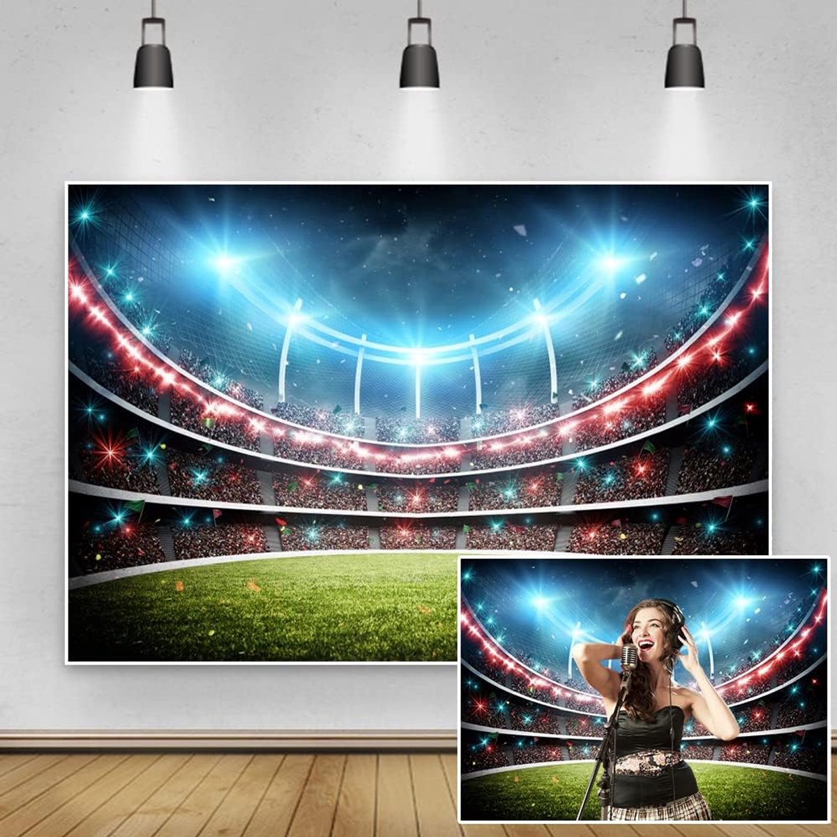 Voetbalveld Achtergrond Stadion Thema Feest Decoratie 2.2x1.5m Vinyl Fotostudio Prop