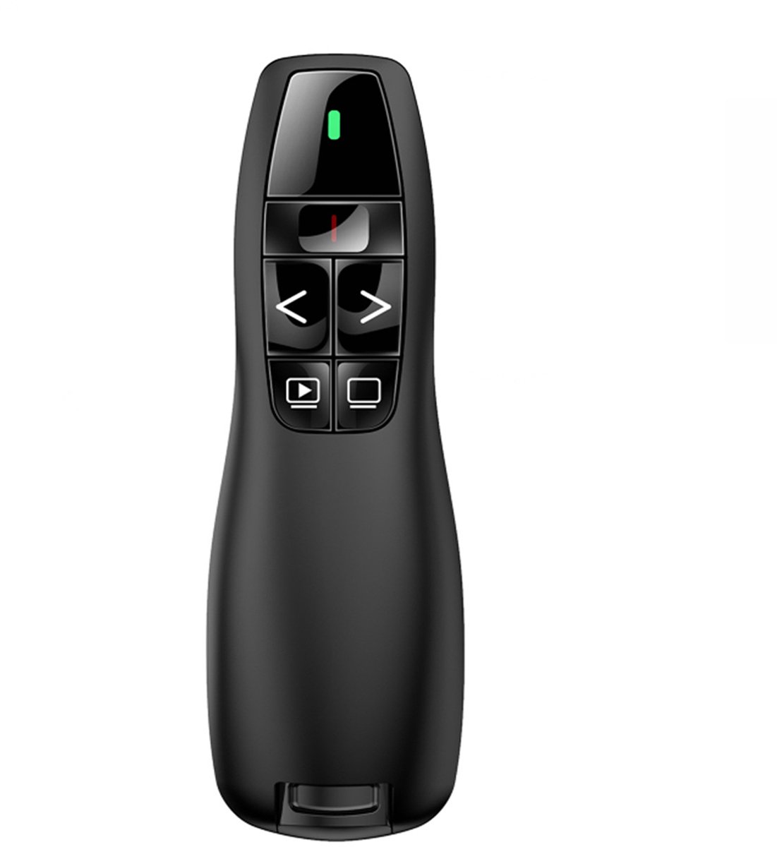 Draadloze Presentatie Afstandsbediening - 2.4 Ghz - USB Dongle - Rode Laser - 100 Meter Bereik -6 Knoppen - Slideshow Control, Batterij Indicator, PC - Zwart