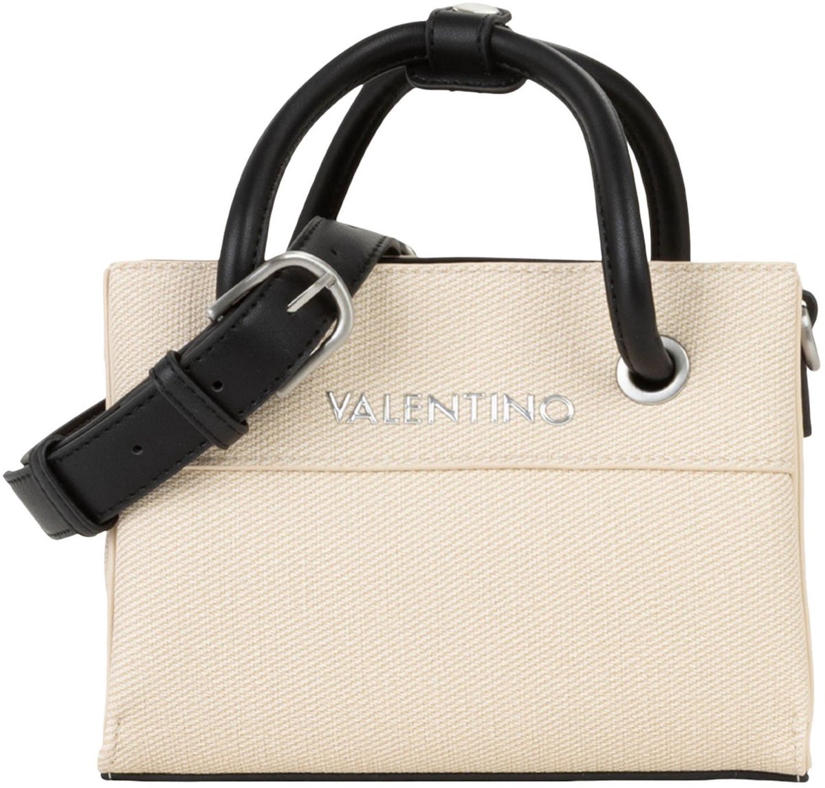 VALENTINO schoudertas handtas Alexia Summer Shopping Bag Natural / Nero beige