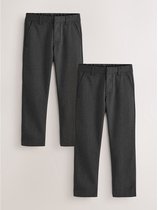 Next - Jongens - Schoolbroek met normale pasvorm, set van 2 - Grijs