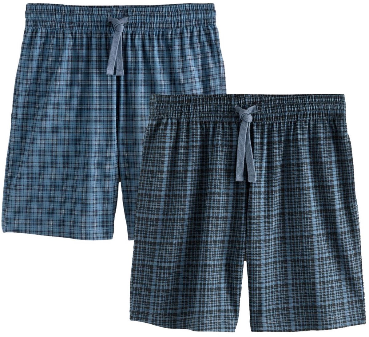 Next - Heren - Set van 2 jersey pyjamashorts met ruit - Blauw