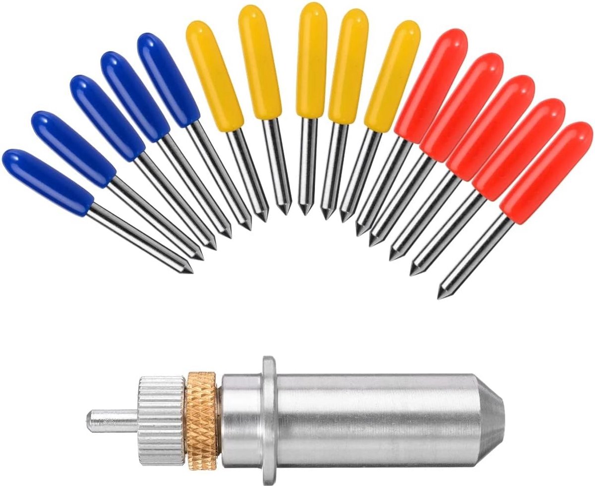 15 Stuks Snijmessen Set met Houder voor Vinylsnijders - 30, 45 & 60 Graden Assortiment