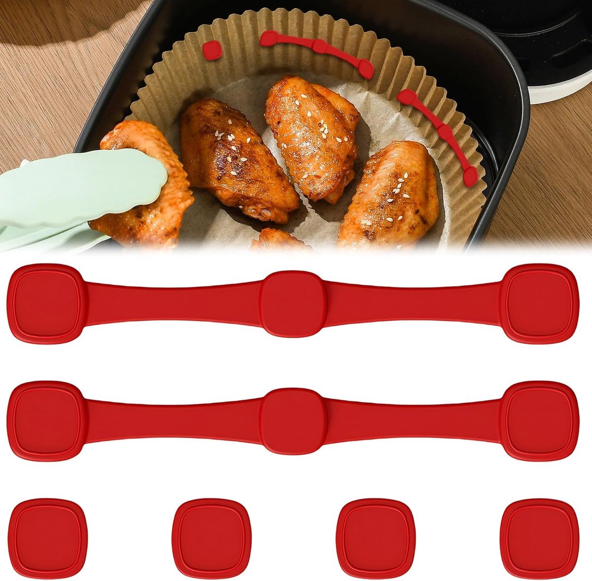 Hittebestendige siliconen magneten voor airfryer bakpapier - 2 stuks