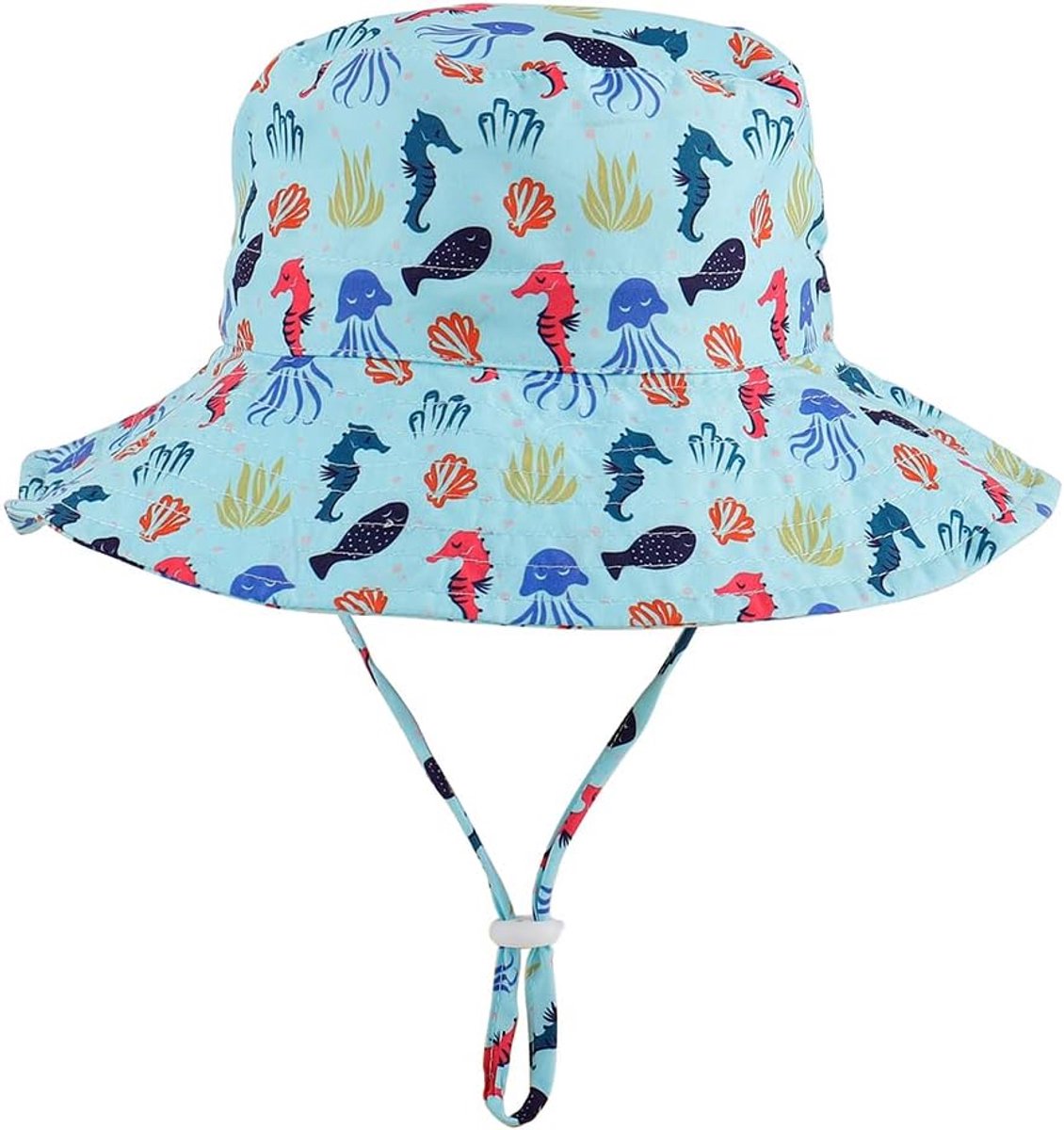 Unisex Baby Zonnehoed Zomer UPF 50+ met Brede Rand en Kinband