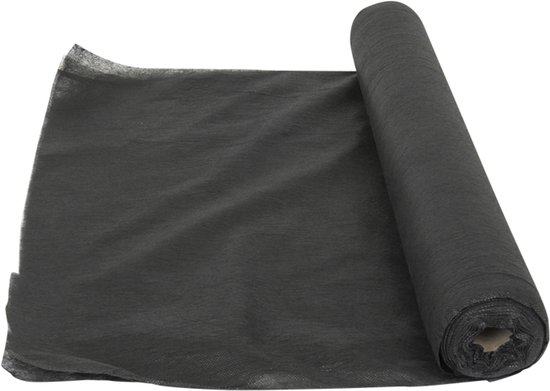 Kinzo Anti worteldoek - zwart - 1,5 x 8 meter - polyester - onkruiddoek - onkruidbestrijding/moestuin ondergrond doek