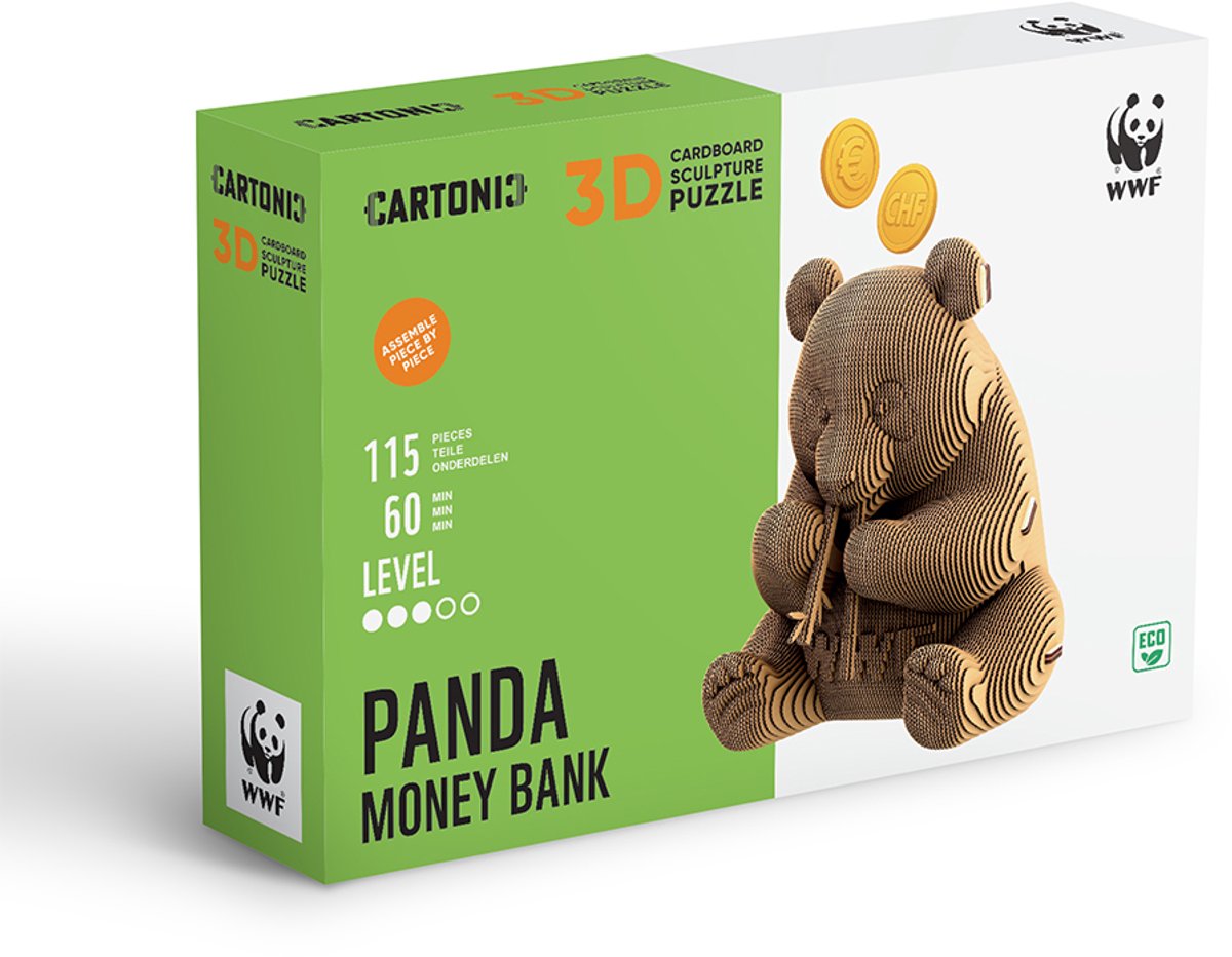 Cartonic 3D puzzel - Panda spaarpot - Wereld Natuur Fonds