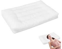 Plat Kussen - Dunnekussen Neksteun - Rugslapers Comfort - Traagschuim Vormvast - 1x1x0.1cm - Wit