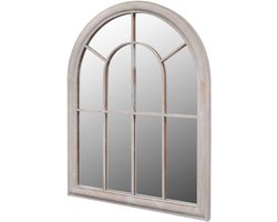 Tuinspiegel Boogvormig - Buiten Spiegel - Tuin Decoratie - Roestbestendig IJzer - 69 x 3 cm - Wit