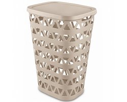 Curver Wasmand met deksel - ventilatiegaatjes - beige - kunststof - 55 ltr - 42 x 34 x 60 cm