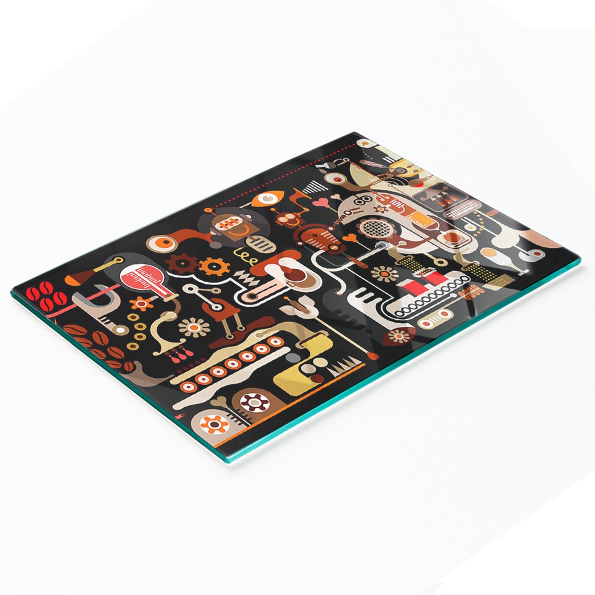 Decoratieve glazen snij- en serveerplank voor het maken van koffie, 80x52 cm