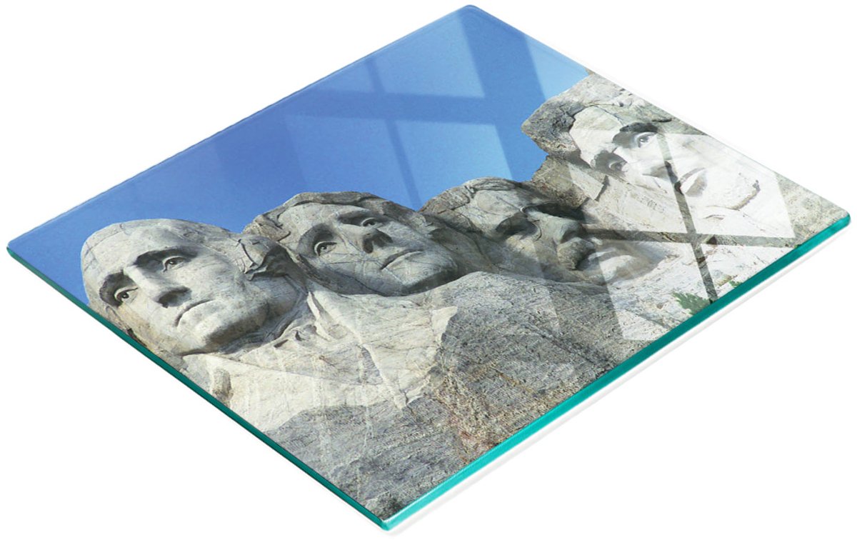Duurzame en stijlvolle glazen snijplank met Mount Rushmore-patroon 60x52 cm