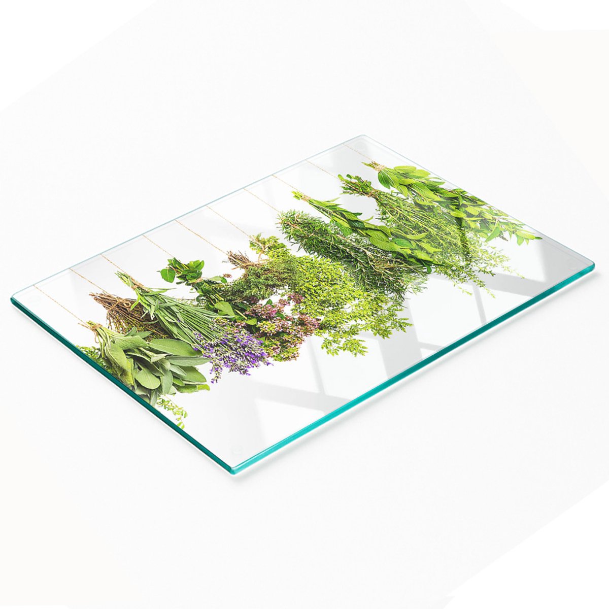 Glazen serveerplank met kruidenmotief, 80x52 cm