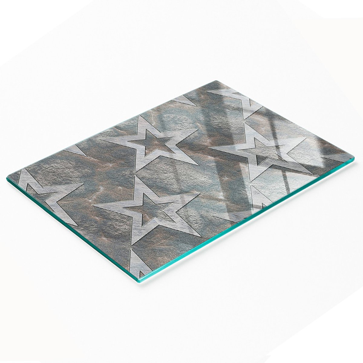 Decoratieve glazen snijplank met stenen sterren, 80x52 cm