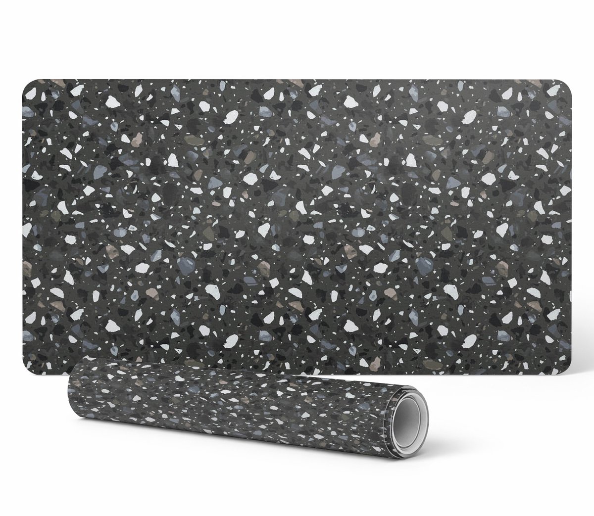 Antislip gaming bureaumat van vinyl met mozaïek terrazzo-print, 90x45 cm