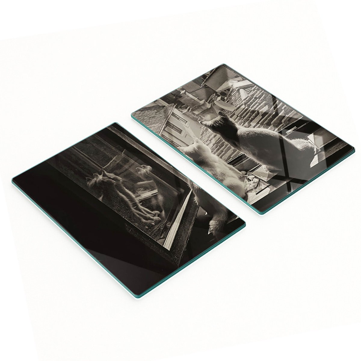 Multifunctionele decoratieve glazen keukenplanken met katten in het raam, 2x40x52 cm
