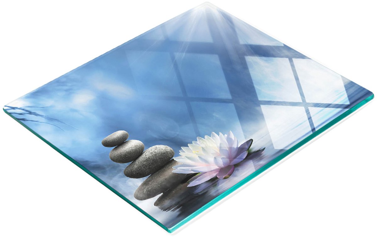 Keukenplank van gehard glas met decoratieve Zen-stenen, 60x52 cm