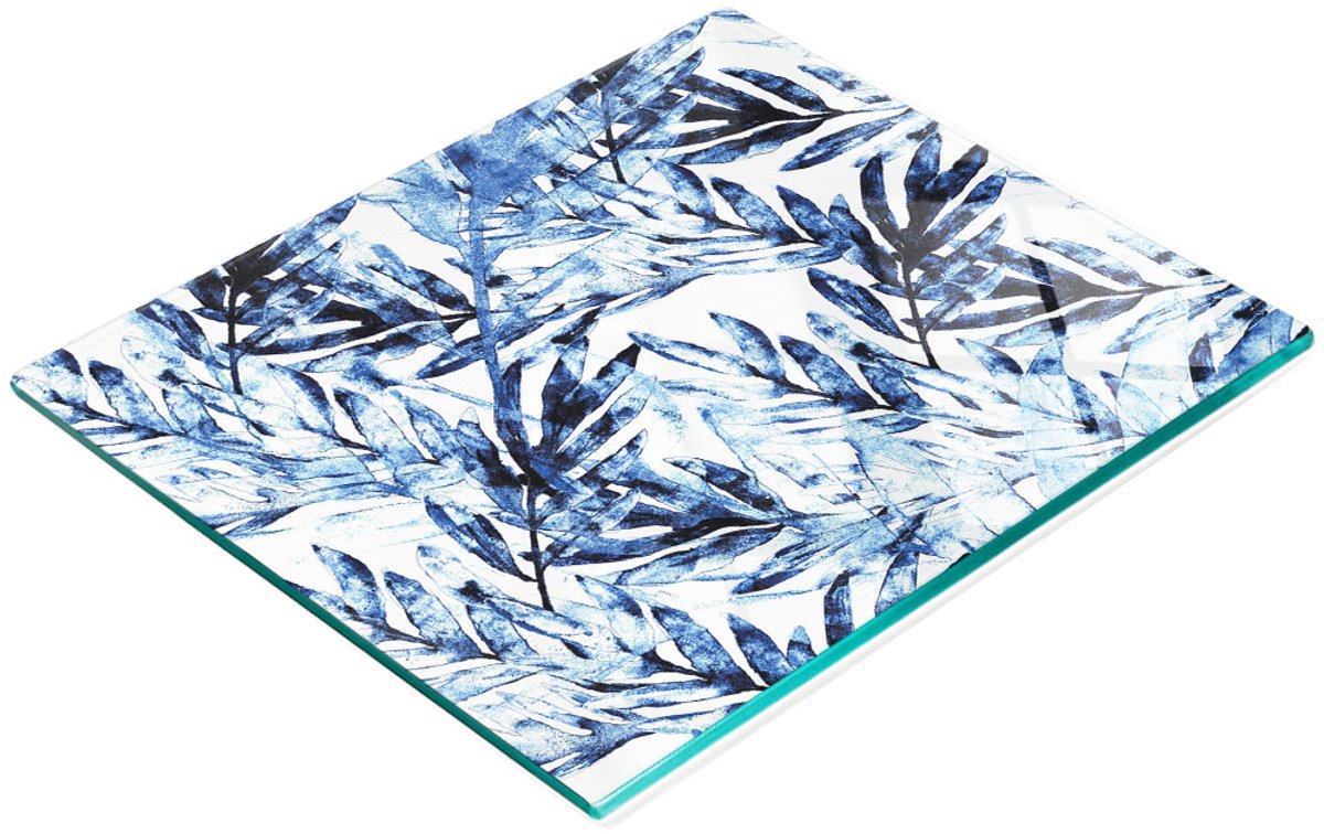 Decoratieve glazen snijplank met tropische bladeren, 60x52 cm
