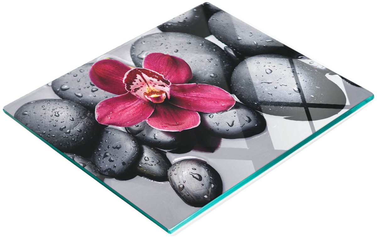 Keukenplank van gehard glas met orchideeënmotief, 60x52 cm