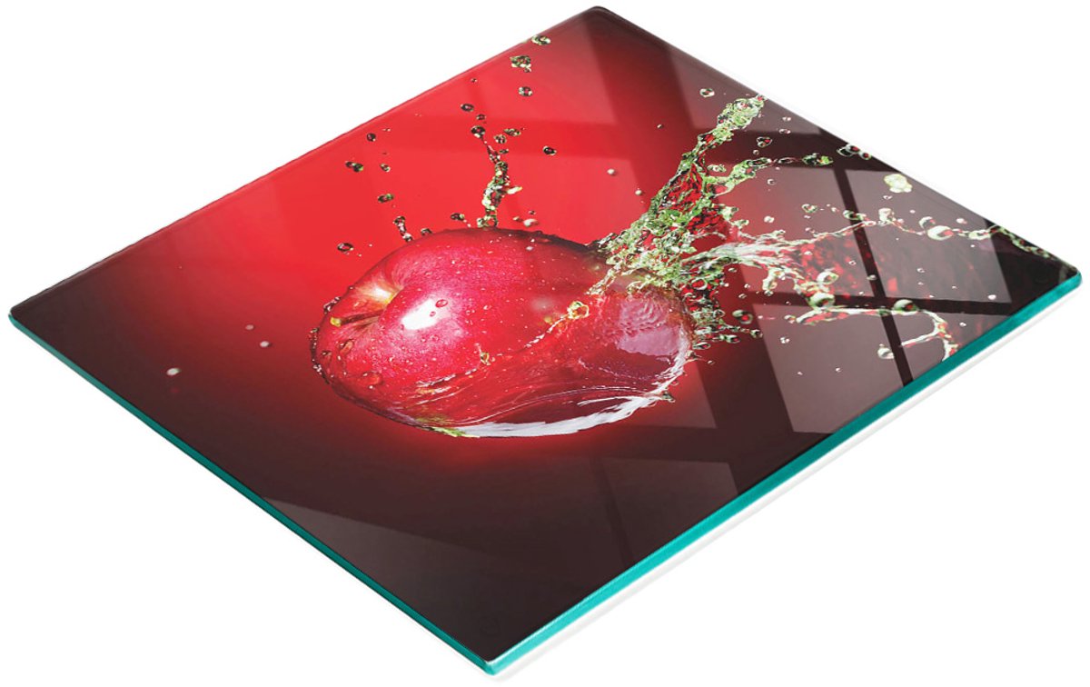 Multifunctionele decoratieve glazen snijplank voor de keuken, rode appel, 60x52 cm