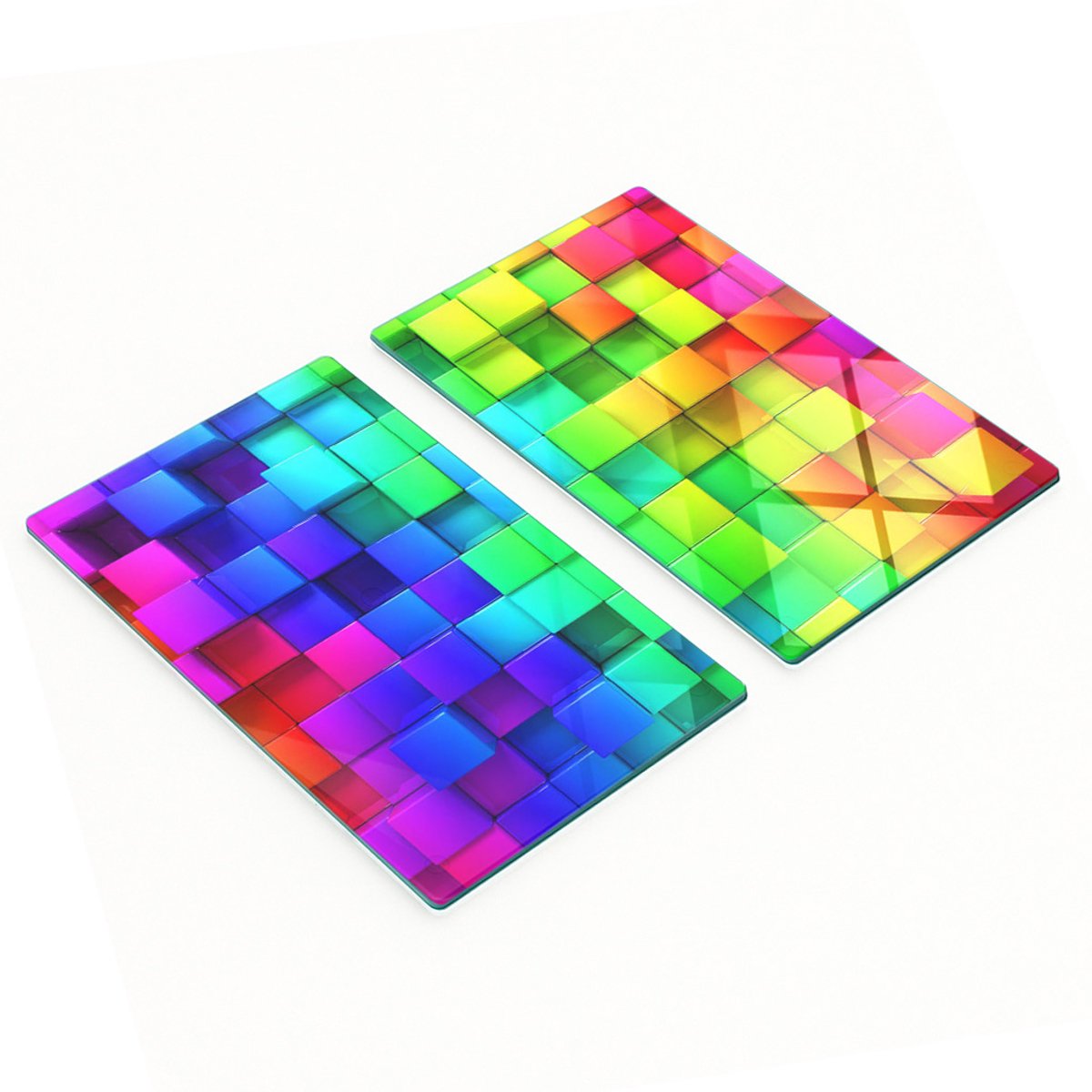 Decoratieve snijplanken van gehard glas in gekleurde dozen, 2x30x52 cm