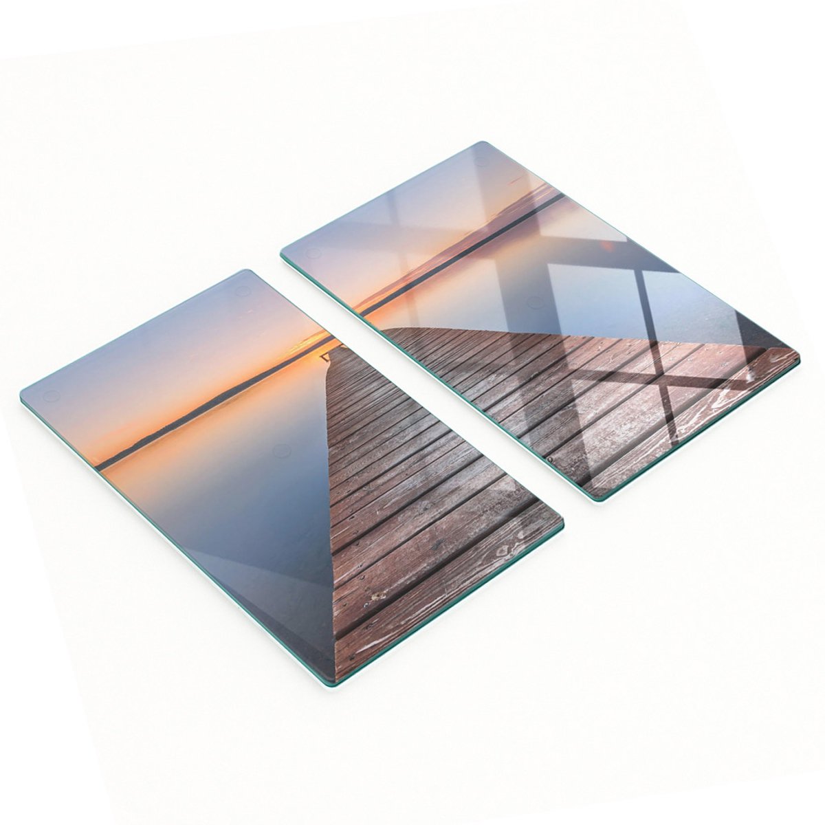 Decoratieve snijplanken van gehard glas met houten frame, 2x30x52 cm