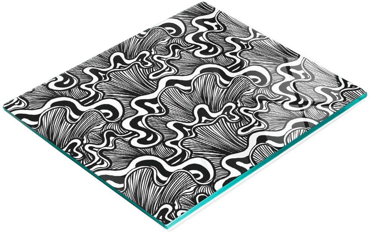 Duurzaam en stijlvol glazen bord met abstract schelpenpatroon 60x52 cm