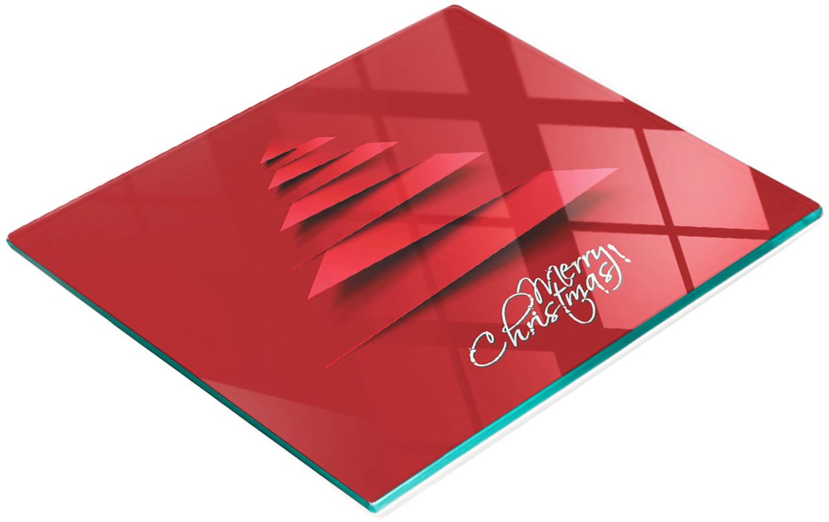 Keuken serveerplank van gehard glas met kerstboomafbeelding 60x52 cm