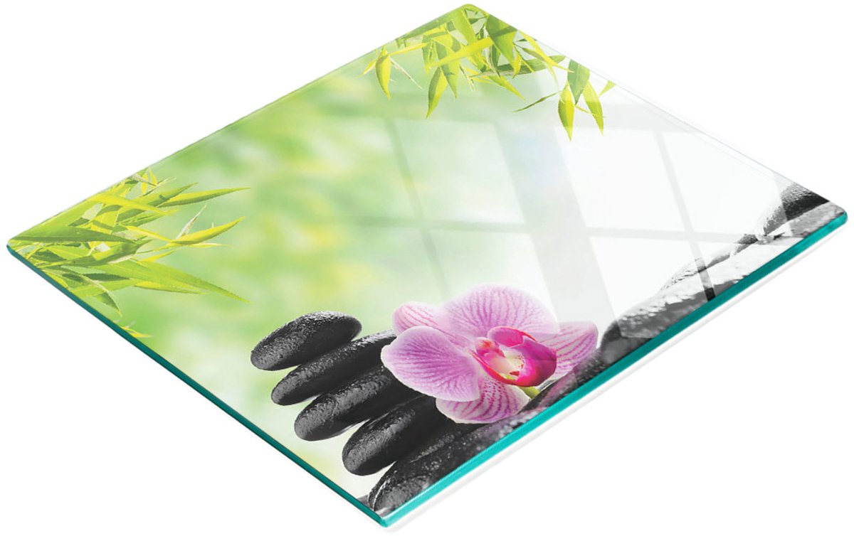 Duurzaam en stijlvol glazen bord met orchideeën- en steenmotief, 60x52 cm