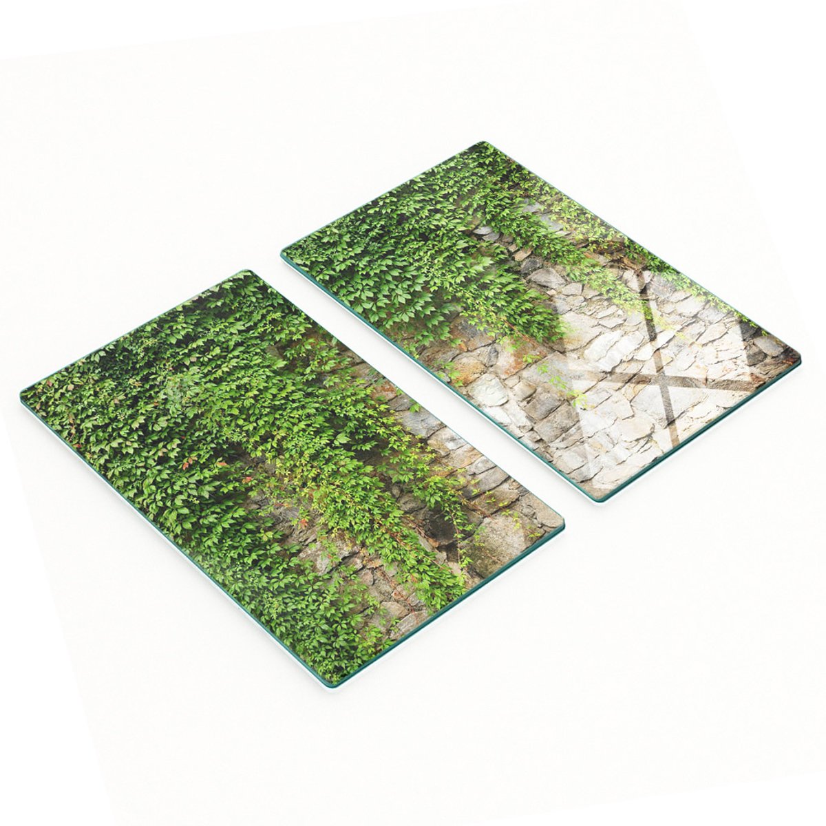 Glazen snijplanken met groene klimopmotief, 2x30x52 cm