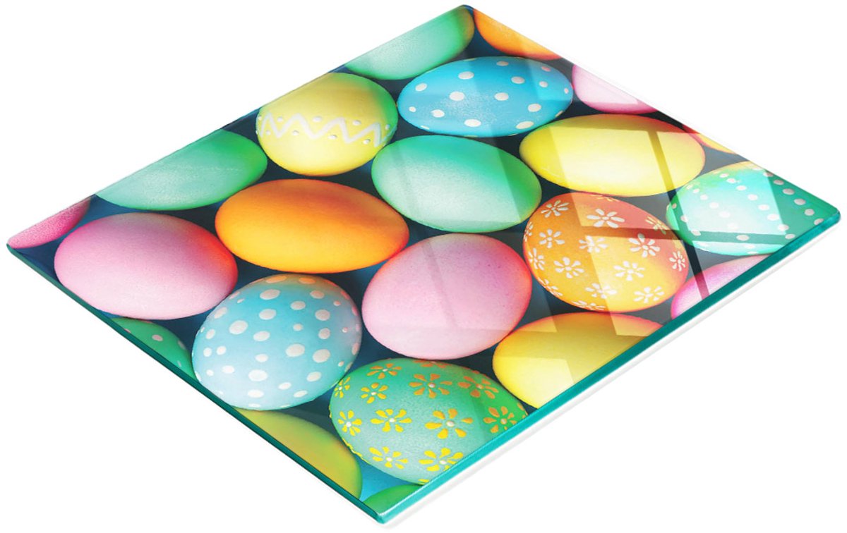 Decoratieve glazen snijplank met paasei-afbeeldingen, 60x52 cm
