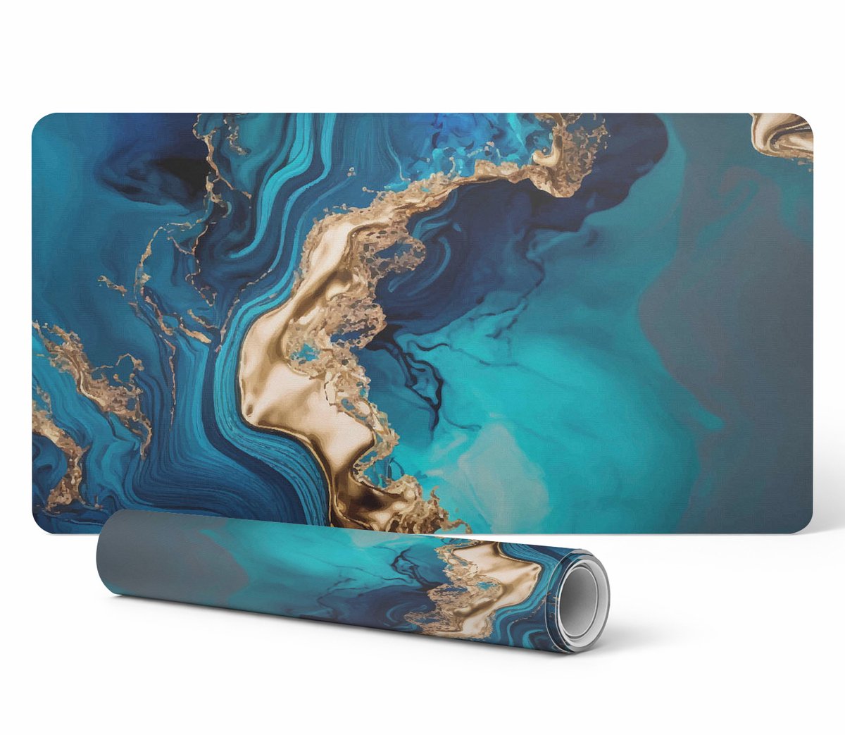 Beschermende bureauonderlegger voor toetsenbord en muis, abstracte golfprint, 120x60 cm