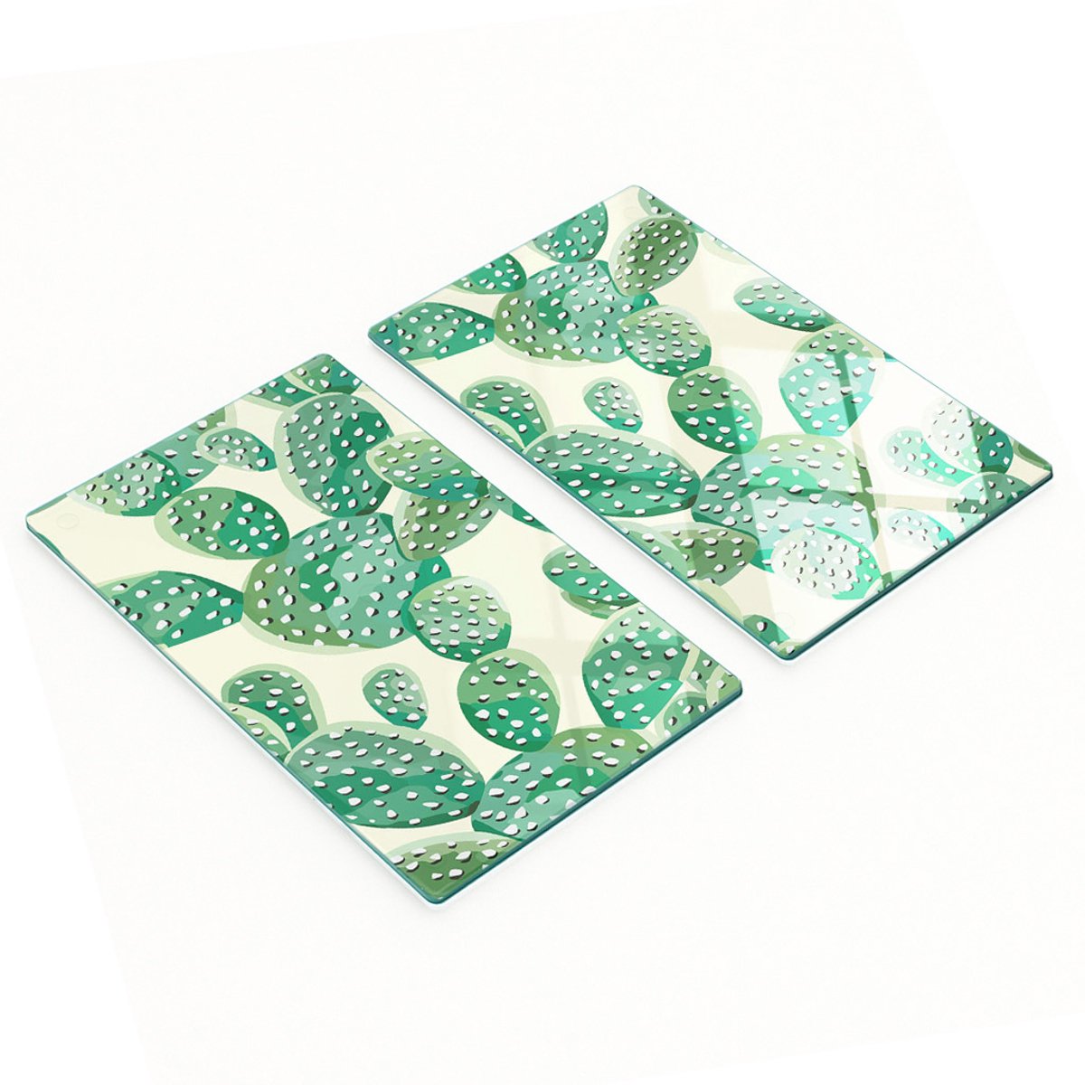 Multifunctionele decoratieve glazen borden met cactusprint 2x30x52 cm