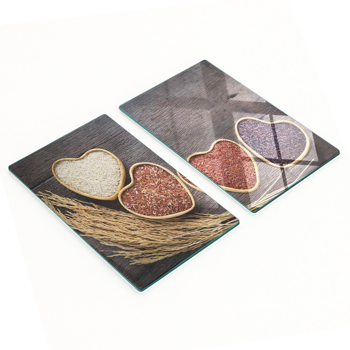 Decoratieve glazen serveerplanken voor snacks in de vorm van een rijsthart, 2x30x52 cm