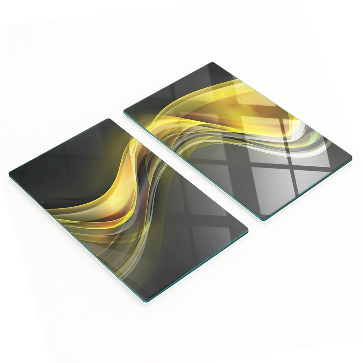 Multifunctionele decoratieve glazen keukenplanken met gele golfprint, 2x30x52 cm