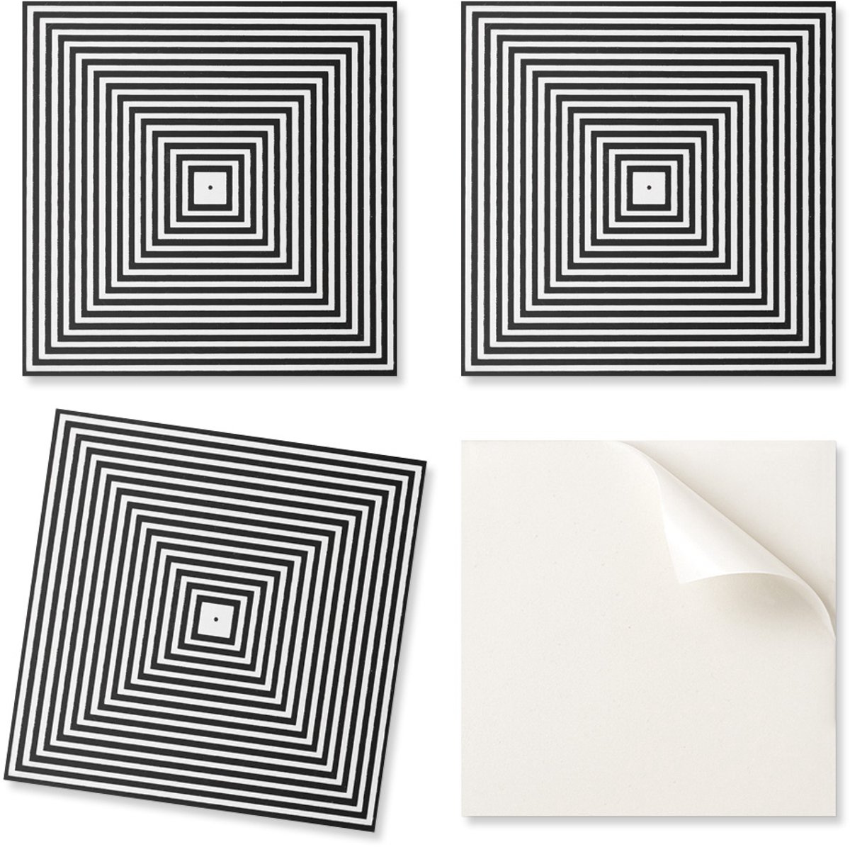 Decoratieve vinyl wandtegels met concentrische lijnen in vierkanten, 20x20x20 cm